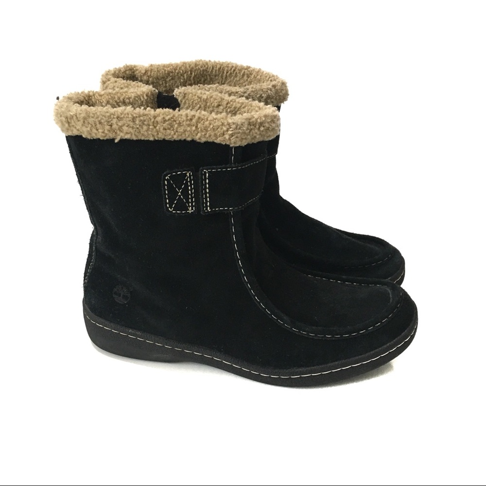 Timberland Boots Black Faux Fur Leather Suede 8